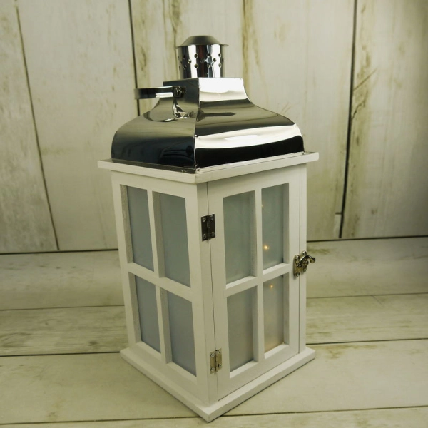 LATARNIA DREWNIANA Z EFEKTEM GWIAZDKI 38 CM