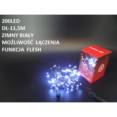 ŁAŃCUCH 200 LED ZIMNY