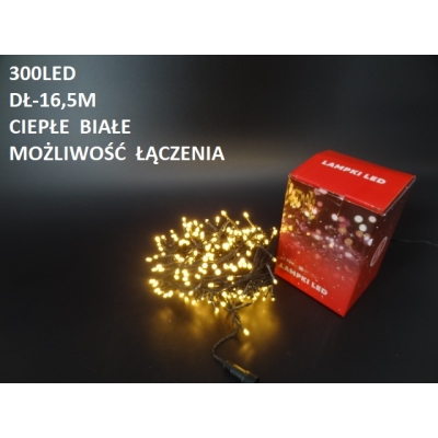 ŁAŃCUCH 300 LED CIEPŁY