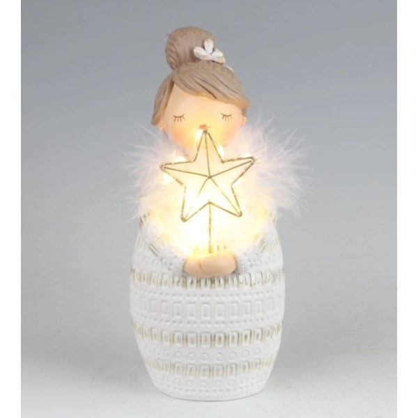 ANIOŁ POLYRESIN Z LED 23CM