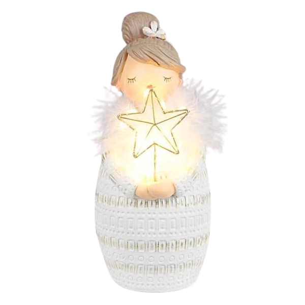 ANIOŁ POLYRESIN Z LED 23CM