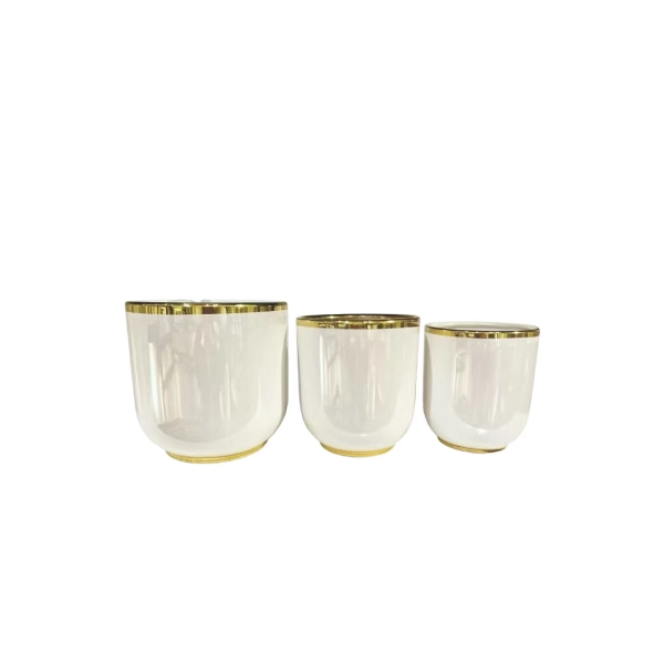 DONICA CERAMICZNA BIAŁO- ZŁOTA 24 CM