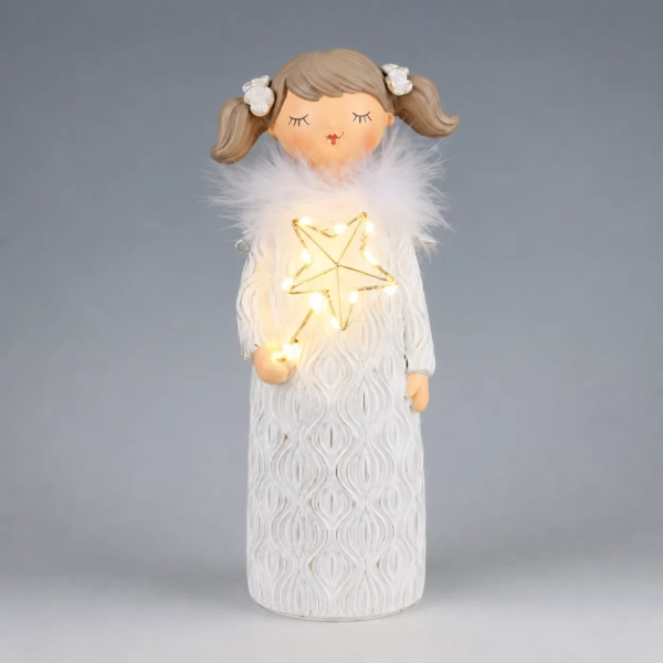 ANIOŁ POLYRESIN Z LED 27,5CM