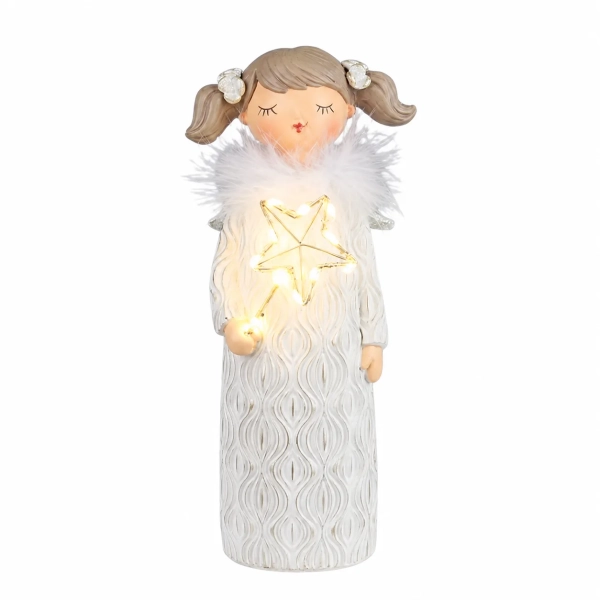 ANIOŁ POLYRESIN Z LED 27,5CM