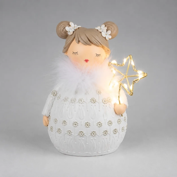 ANIOŁ POLYRESIN Z LED 18,5CM