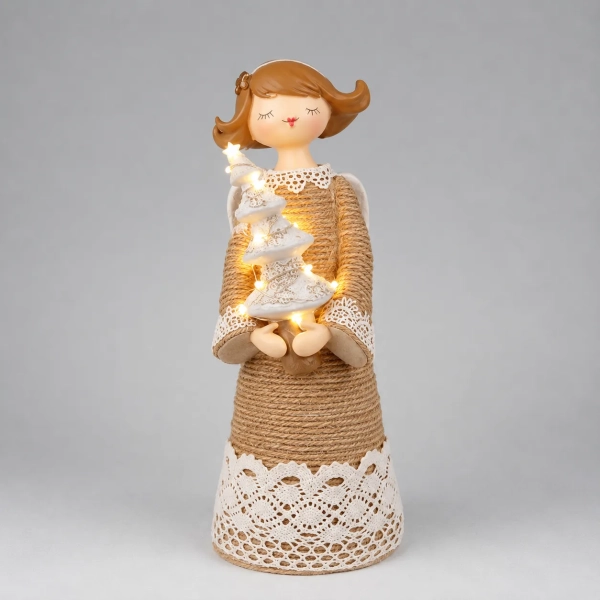 ANIOŁ POLYRESIN Z LED 24,5CM