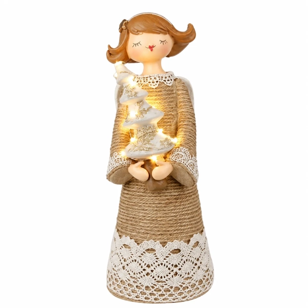 ANIOŁ POLYRESIN Z LED 24,5CM